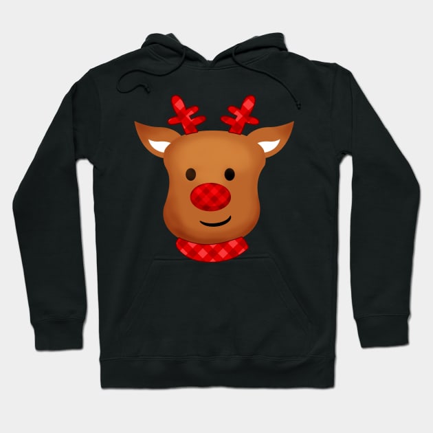 Cute Reindeer Christmas Hoodie by lunamoonart